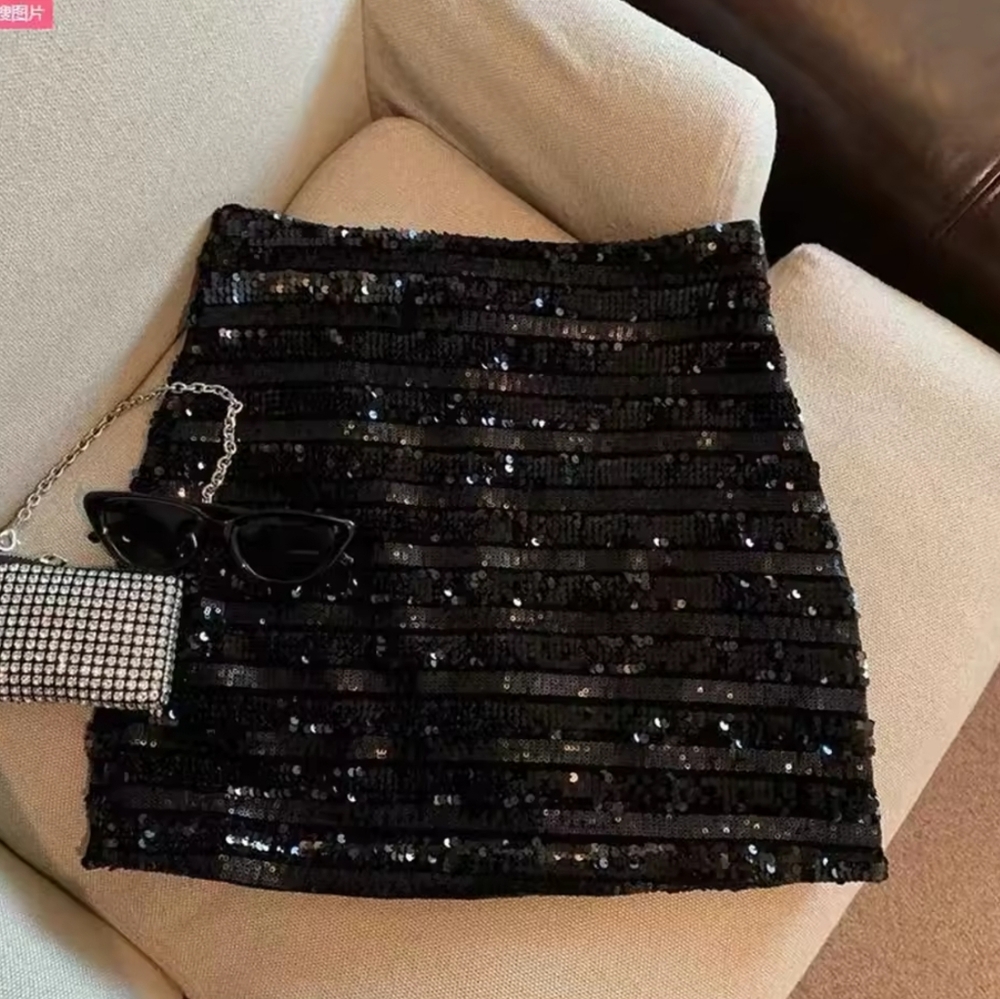 Slim A-line Sequin Skirts - Picture 5 of 7